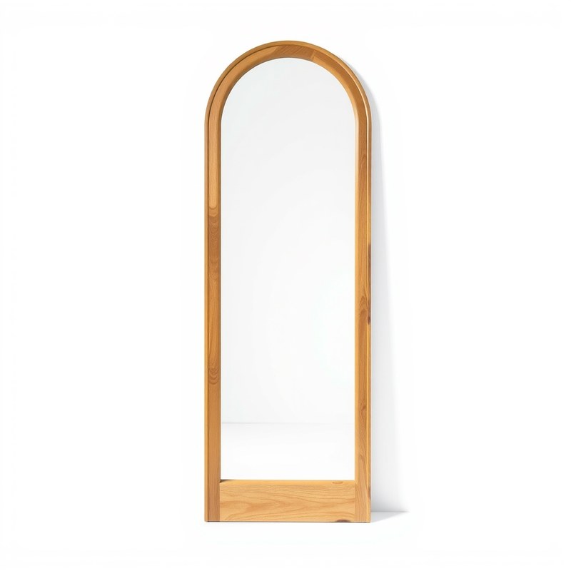 Arched Oak Floor Mirror